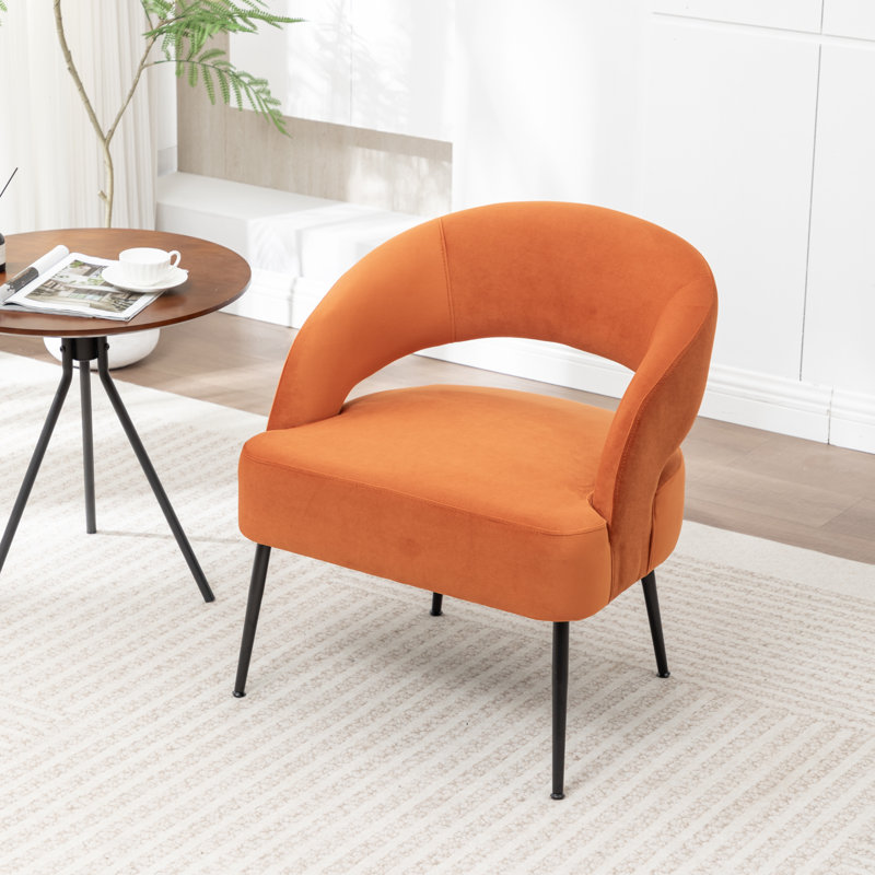 Mann Upholstered Velvet Armchair With Black Legs, Orange