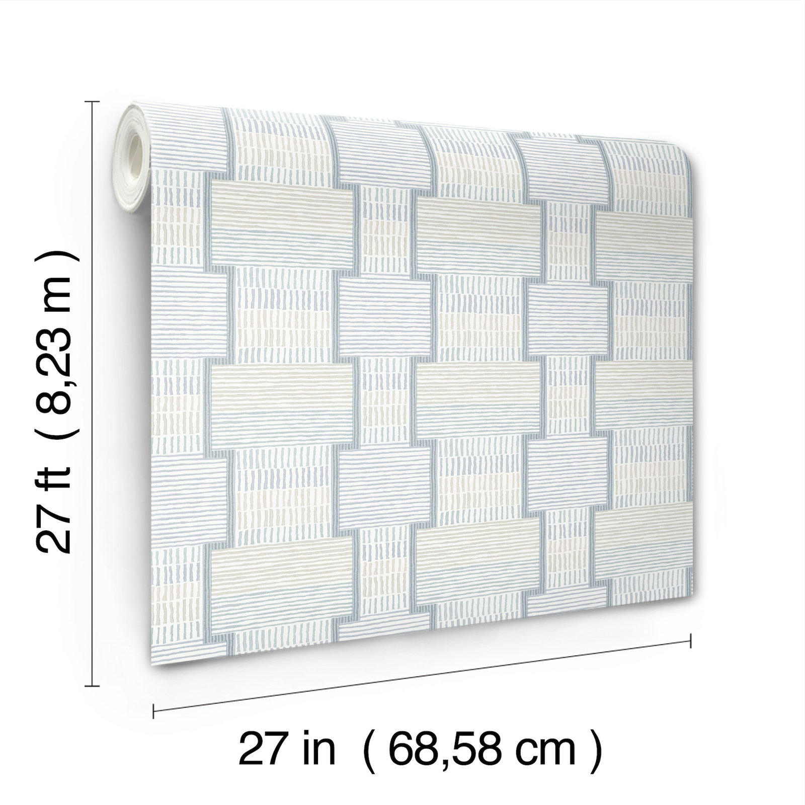 Modern Unpasted Geometric Wallpaper, Blue