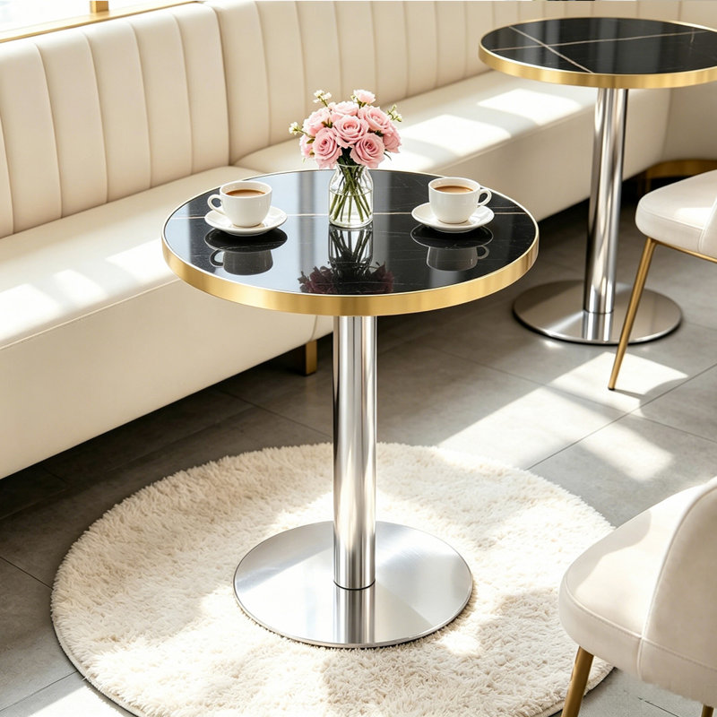 Table de salle à manger 23,6 po, Black/Silver