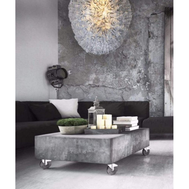 Lustre unique en verre Dahlia, Nickel poli, Turquoise, 57” Width x 21” Height