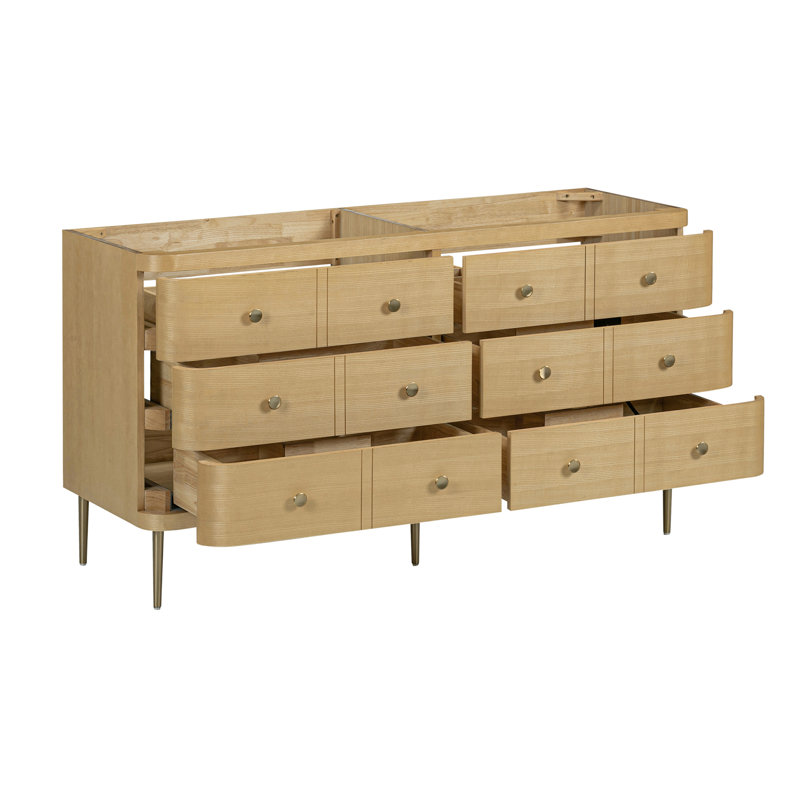 Meuble-lavabo à double cuve 60 po Serena en chêne blanc avec plateau Serena, Quartz Calacatta, 61"