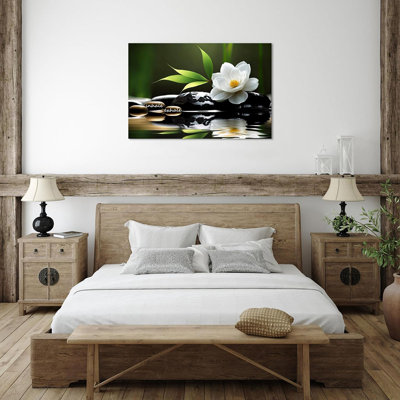 Lotus Flower Wall Art Inspirational Canvas Prints Inhale Exhale Yoga Quotes Poster Positive Relax Prints Pictures for Zen Office Wall Decor Framed Artwork Ready to Hang (12.00" x 16.00")