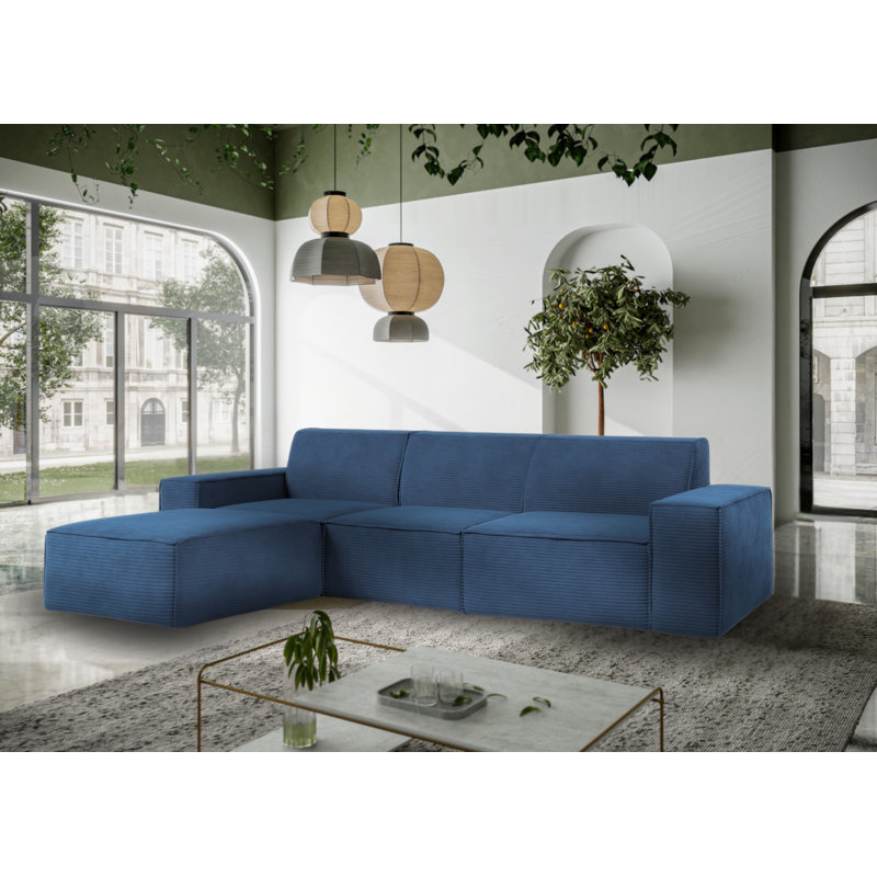 Doegolia 4 Seater Corner Sofa , Left Hand Facing, Navy Blue