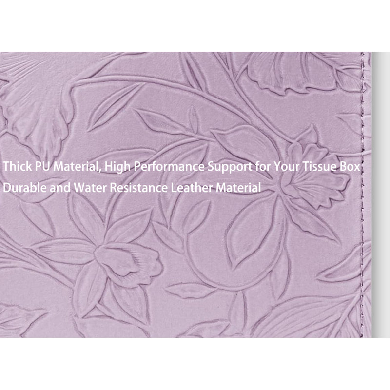 PU Leather Tissue Organizer with Bottom Belt and High Performance Hook and Loop Fastener, Purple