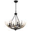 Lustre rustique en bois de style campagnard à 6 lumières de 23,6 po à intensité variable pour salle à manger, cuisine, îlot, salon-2089373