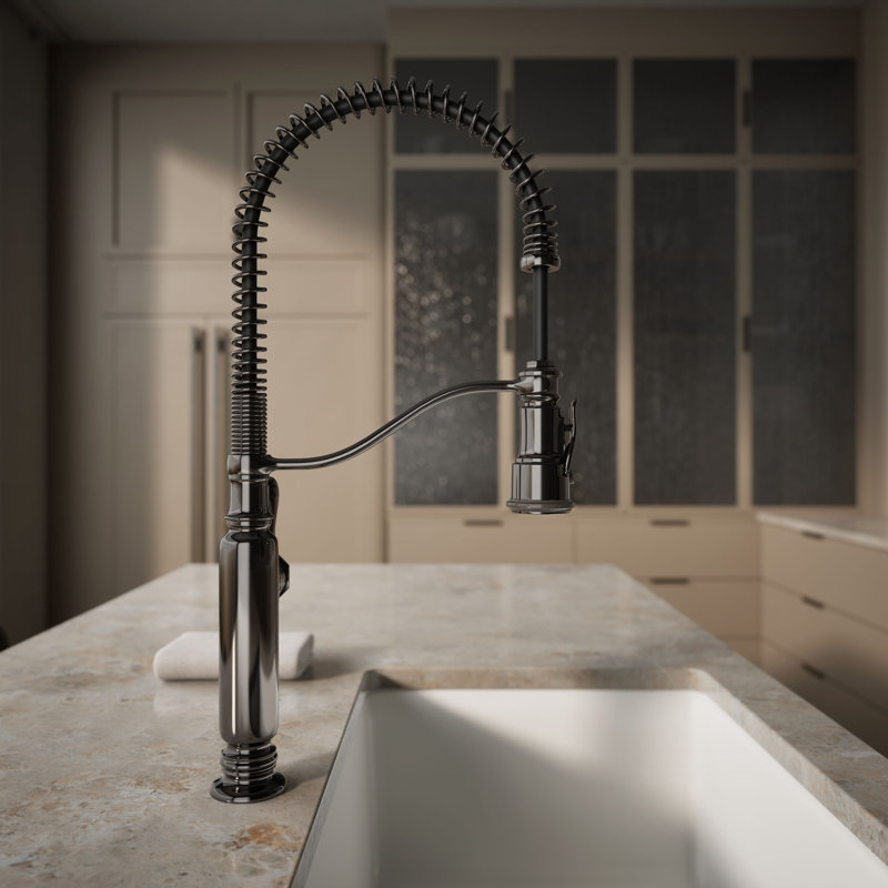 Tournant Single Handle Pull Down Kitchen Faucet, Vibrant Titanium