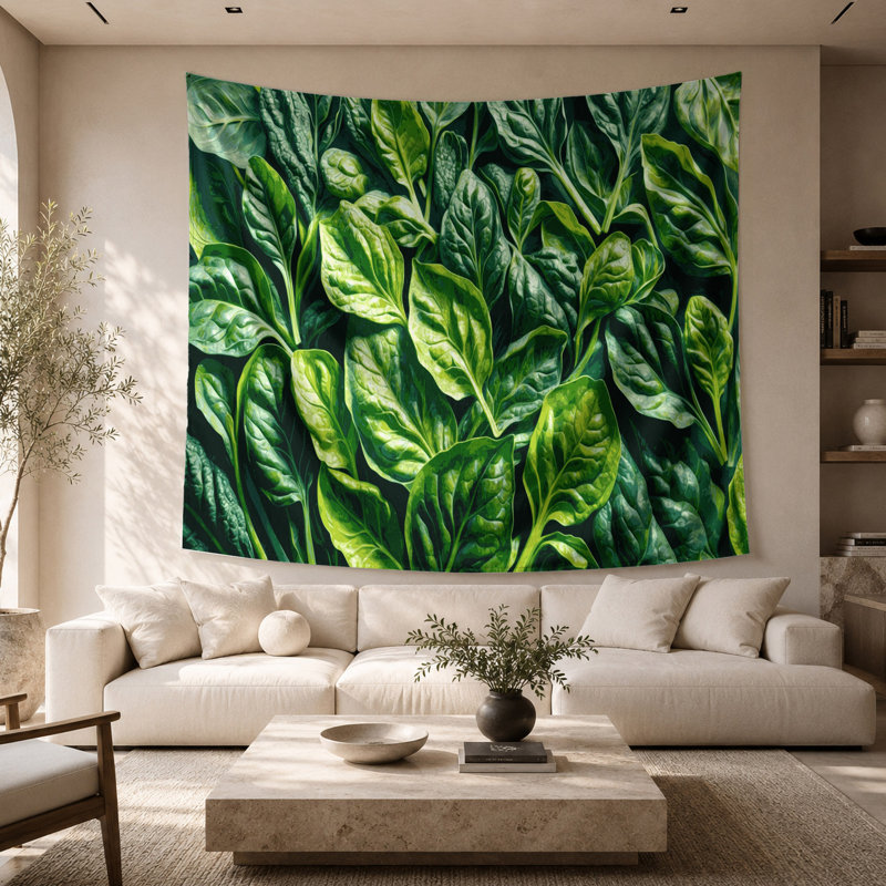 Tapisserie murale légumes épinards, Spinacia oleracées, 26 po x 36 po