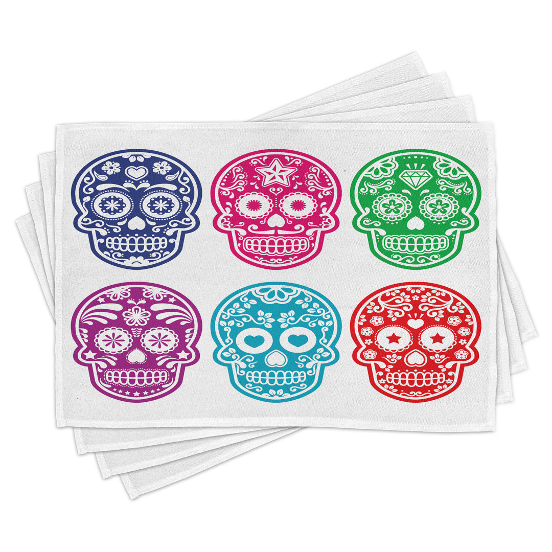 Platzdeckchen 4er Set, Mexican Festival, Türkis Fuchsia