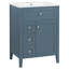 Meuble-lavabo autoportant de 61 cm (24 po) avec lavabo, tiroir basculant et 2 tiroirs coulissants, bleu-gris
