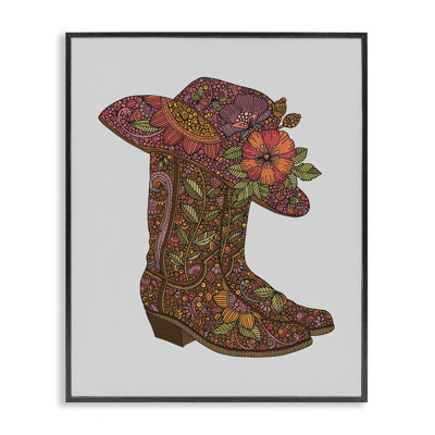 «Paisley Cowboy bottes», estampe numérique encadrée par Valentina Harper
