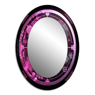 Third Eye Chakra Mystical Circle VI - Large Oval Wall Mirror On Metal