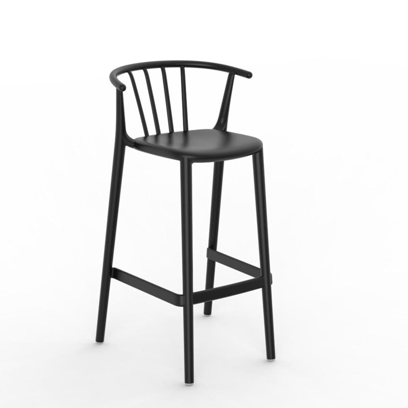 Tabouret de bar 25,79 po Woody, 4, Noir, 29.72"