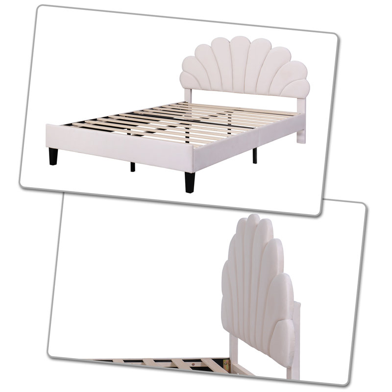 Lit plateforme tapissier Prehaan, Complète, Beige