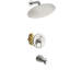 Pomme de douche murale ronde 10 po avec douchette cascade en nickel brossé - Valve, réglable à 360 °, facile à installer et à entretenir