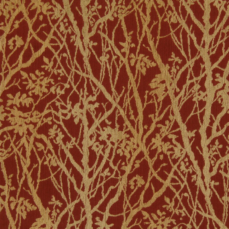 Crypton Transitional Soft Vines Fabric, Pomegranate