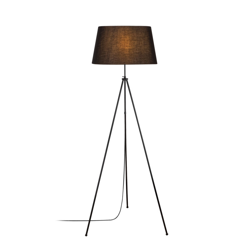 Scandinavian Style Floor Lamp, Black Metal Body, 65 x 65 cm Base | 65 in Height | E27 Socket Max 40W | 11.8 x 19.7 in Shade, 11 in Height | Elegant and Minimalist Design, Perfect for Modern Living Rooms & Offices