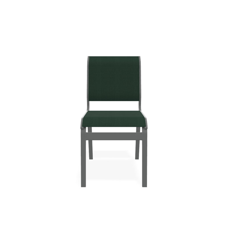 Chaise d'appoint de salle à manger Hiraku, Vert forêt 22D Sunbrella® vert, Graphite texturé