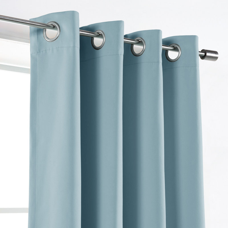 Schaeffer Solid Blackout Thermal Grommet Curtain Panels, Ocean, 52" W x 96" L