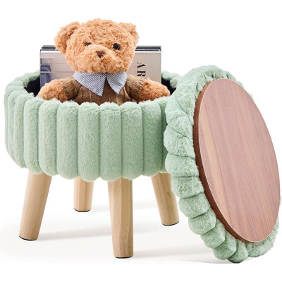 Repose-pieds rond avec repose-pieds en bois vert clair