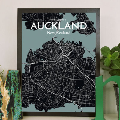 « auckland city map », reproduction d’impression sur affiche en minuit