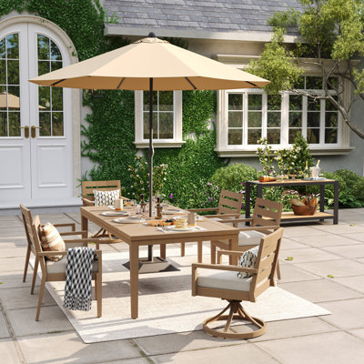 Ensemble de salle à manger rectangulaire en aluminium pour patio avec trou pour parasol et coussins de L 82,6 po