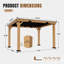 Gazebo de jardin robuste en bois de cèdre de 3,65 m x 3 m avec toit en acier galvanisé, idéal pour terrasse, jardin et piscine.