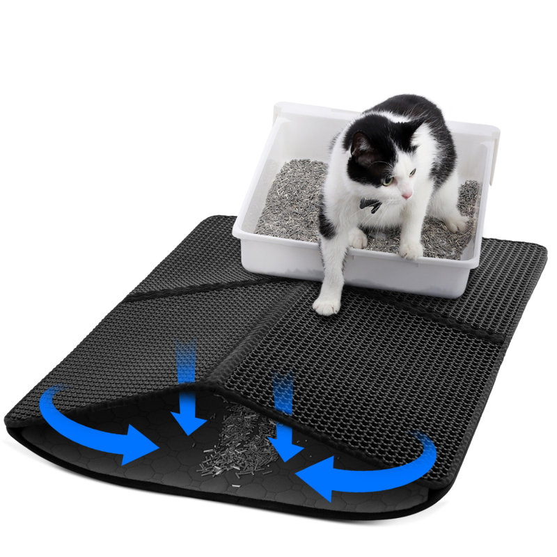 Tapis de litière imperméable à l'épreuve de l'urine pour chat 2 couches (32 po x 25 po)