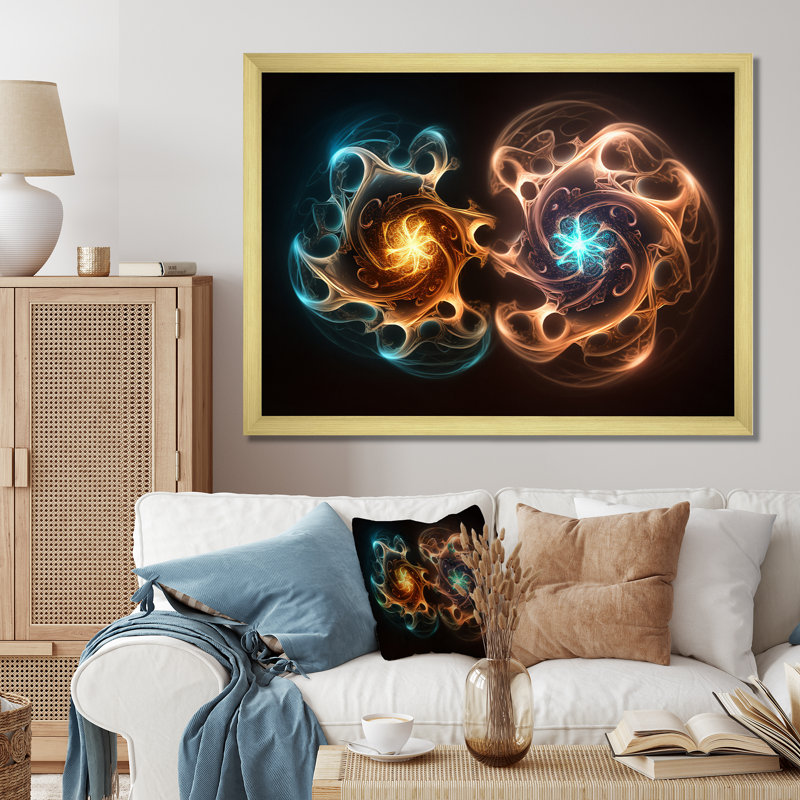 Quantum Twin Flames I - impression, Cadre doré à une seule photo, H 30 po x l 40 po x P 1,5 po