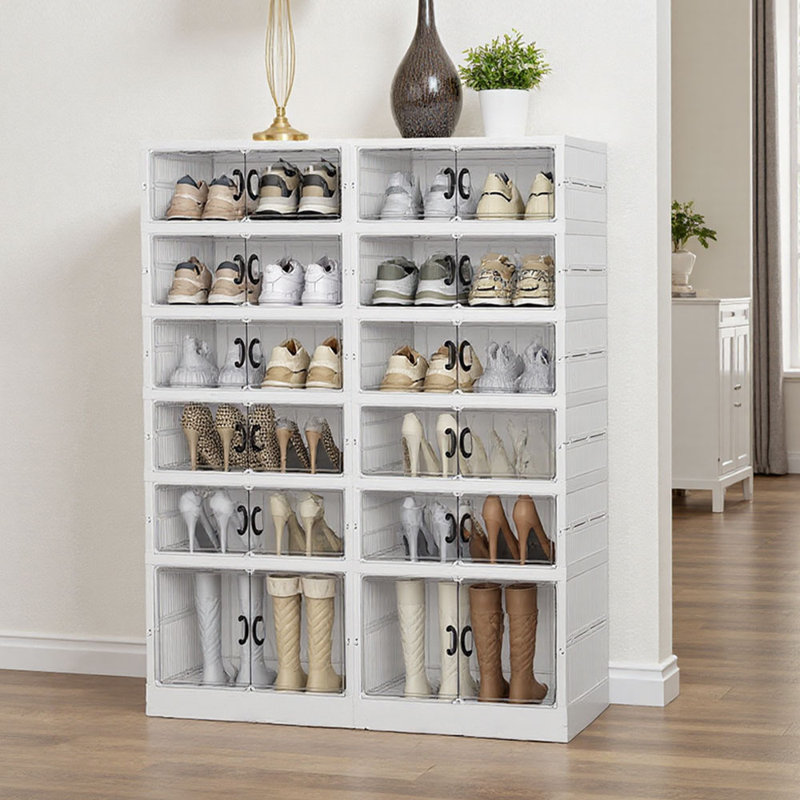 12 Pair Stackable Shoe Storage Cabinet