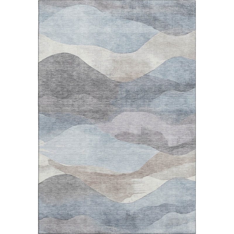 Premium Machine Washable Pinkston Waves Rug, Rectangle 3' x 5'