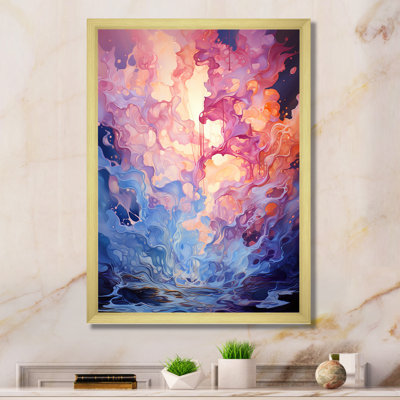 «Pink Illuminated Electro Reverie I», art mural abstrait