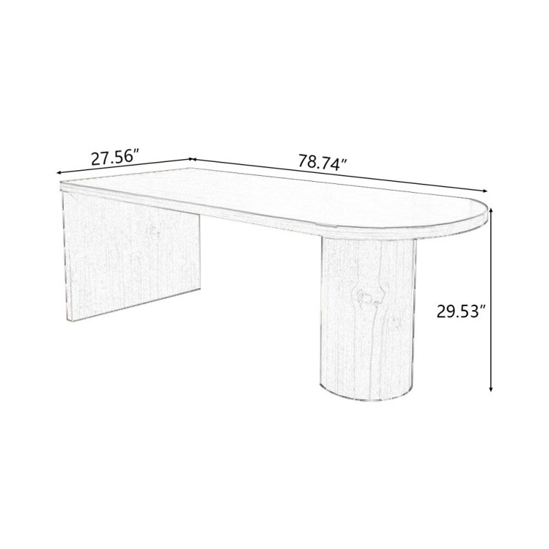 Walnut Rectangular Solid Wood desks, 29.53" H x 78.74" W x 27.56" D