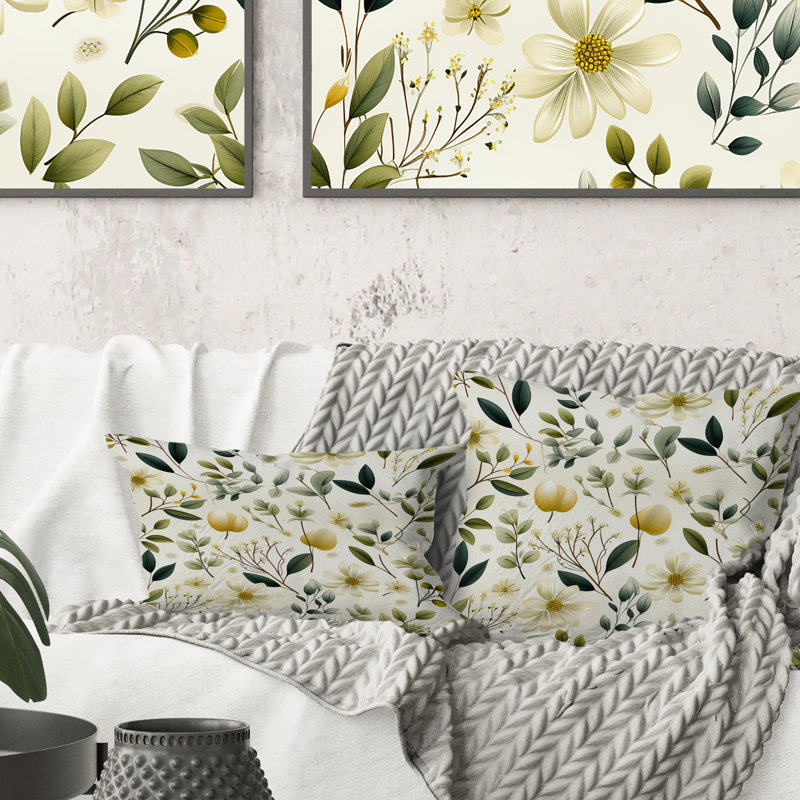 Floral Throw Pillow, 16" H x 16" W