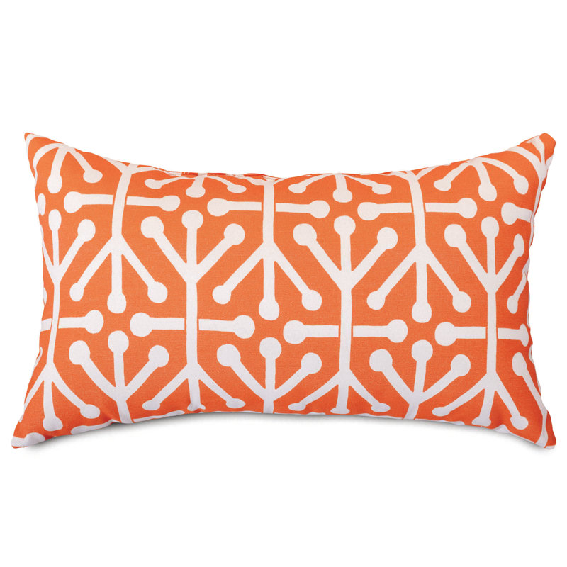 Orange and White Geometric Indoor/Outdoor Rectangular Pillow