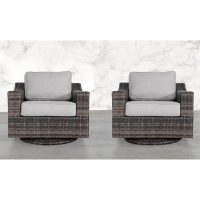 Fauteuil de patio extérieur pivotant avec coussins - entièrement assemblé, pivotant à 360 ° et housses de coussin amovibles lavables à la machine, mousse haute épaisseur de 5 po, tissu, conception club, capacité de poids de 600 lb