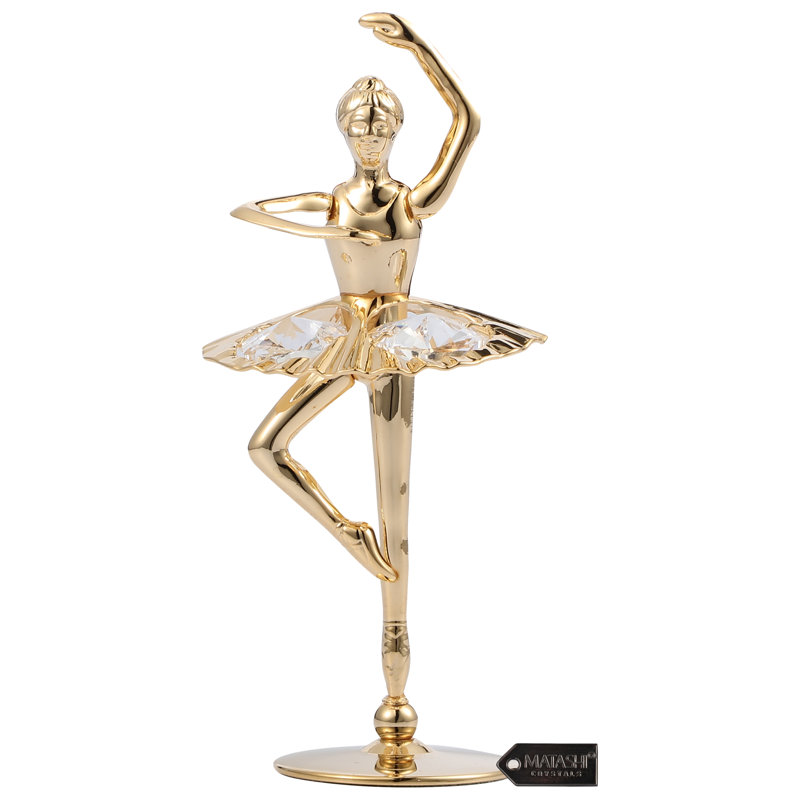 Crystal Studded Winter Ballerina Figurine with Gold Accents