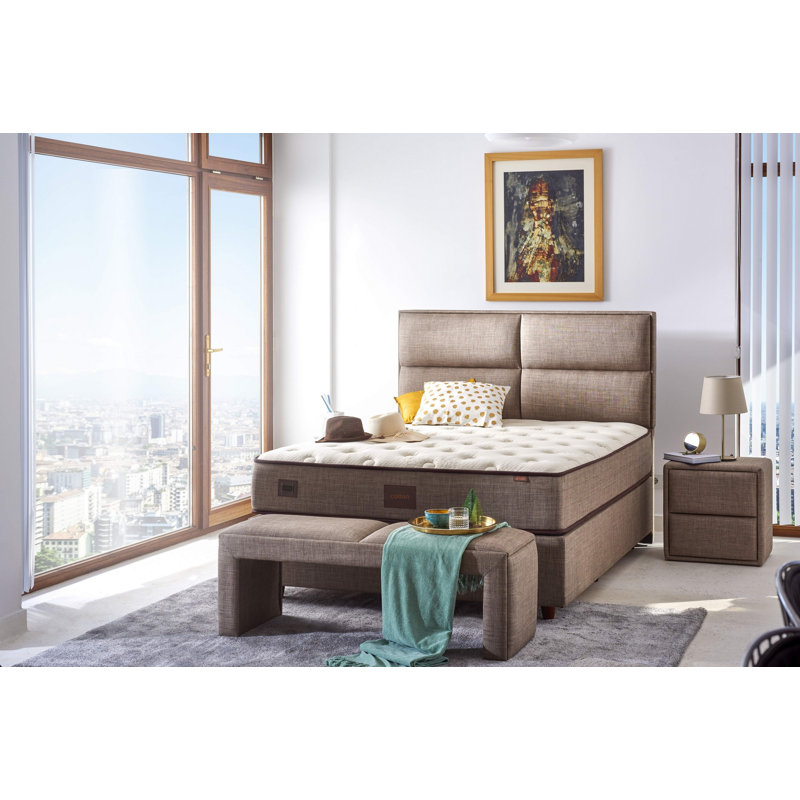 Matelas moelleux double face de luxe, 35,4 x 78,7 x 12,6 pouces | Housse en tricot de coton avec mousse hypersoft | Design élégant blanc, beige et brun | Idéal pour le confort d'un hôtel à la maison, assemblé pour plus de commodité