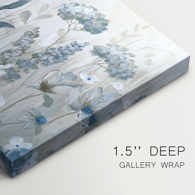 Cool Blue Field- Gallery Wrapped Canvas -Ready to Hang, 24" H x 48" W