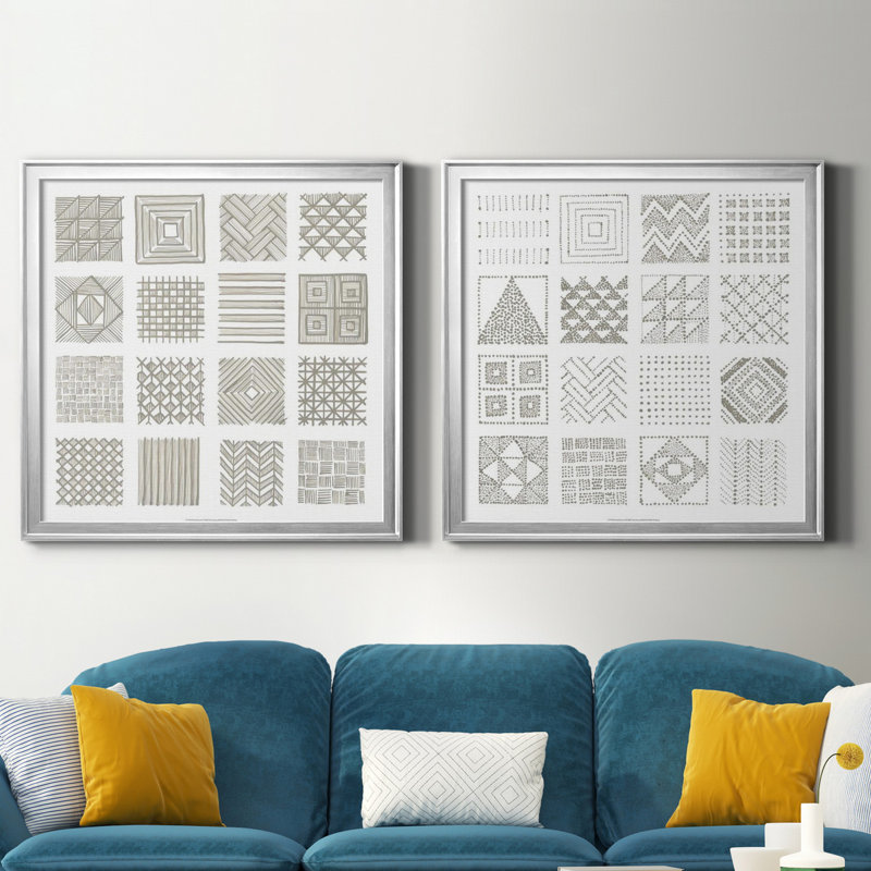 Neutral Layouts I Neutral Layouts I - ensemble de 2 impressions encadrées, Toile encadrée argentée, Pas de tapis