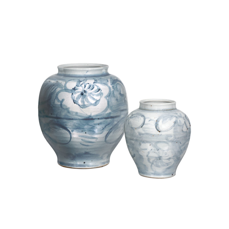 Ming-Style Countryside Large Preserve Pot, 10.25" H x 9" W x 9" D