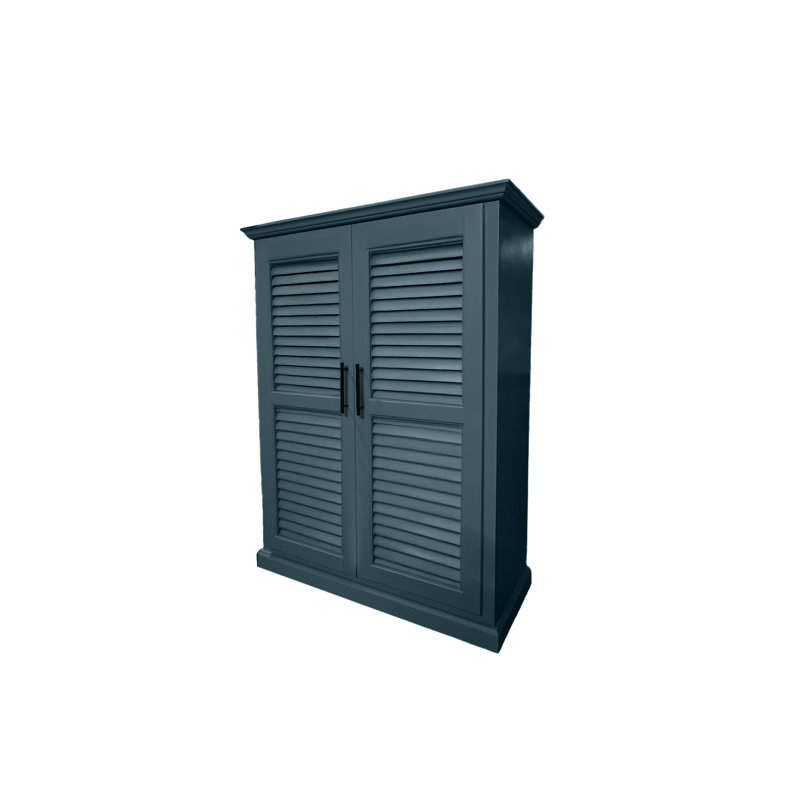 Armoire de cuisine en bois massif de style Shutter, Bleu fumée