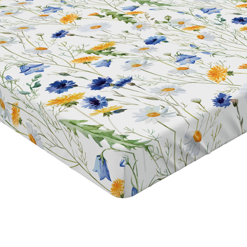 Ensemble de 2 draps-housses Ambesonne, Pale Green Yellow Blue Floral, Drap-housse de taille double