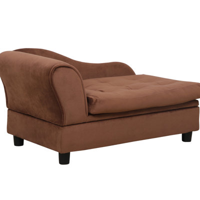 Small Dog Couch With Hidden Storage Area, 3" Foam Cushion, Modern Pet Furniture, Comfy, Brown Bed For Miniature Dogs, Foam, Cushy , Design,