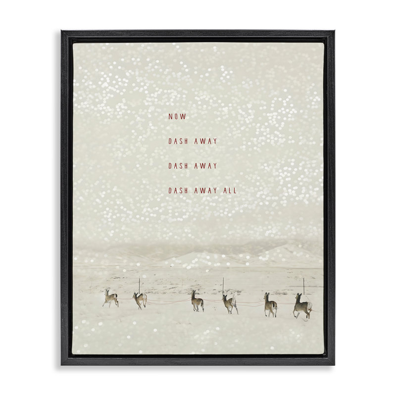 «Dash Away Winter Poem» par Rhonda Addison, H 31 po x l 25 po, Cadre flottant noir de jais