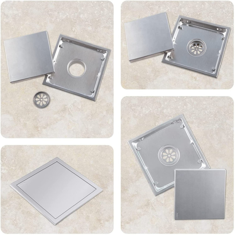 Flange Tile-In Shower Drain, Brushed