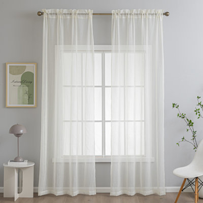 Crinkle Rod Pocket Sheer Curtain Pair