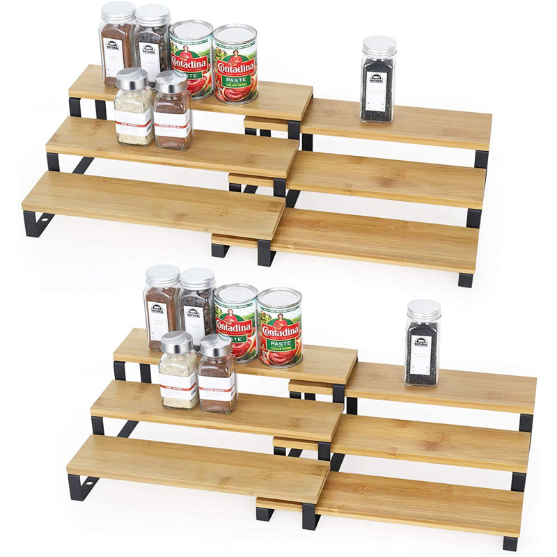 Bamboo Spice Rack with Adjustable Racks