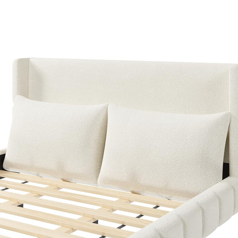 Lit plateforme tapissier, Blanc