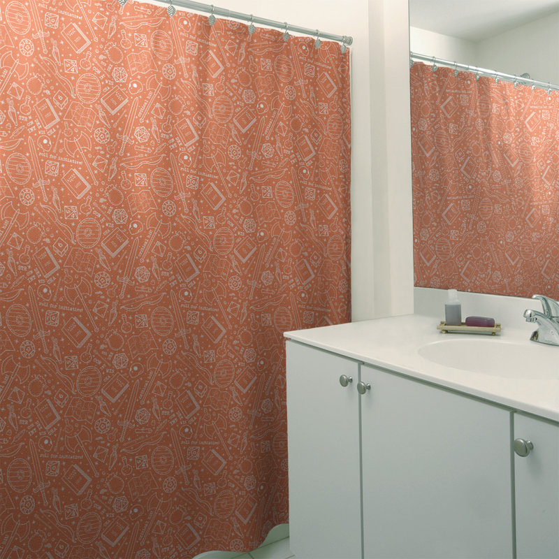 Rideau de douche simple classique RPG, Orange / blanc