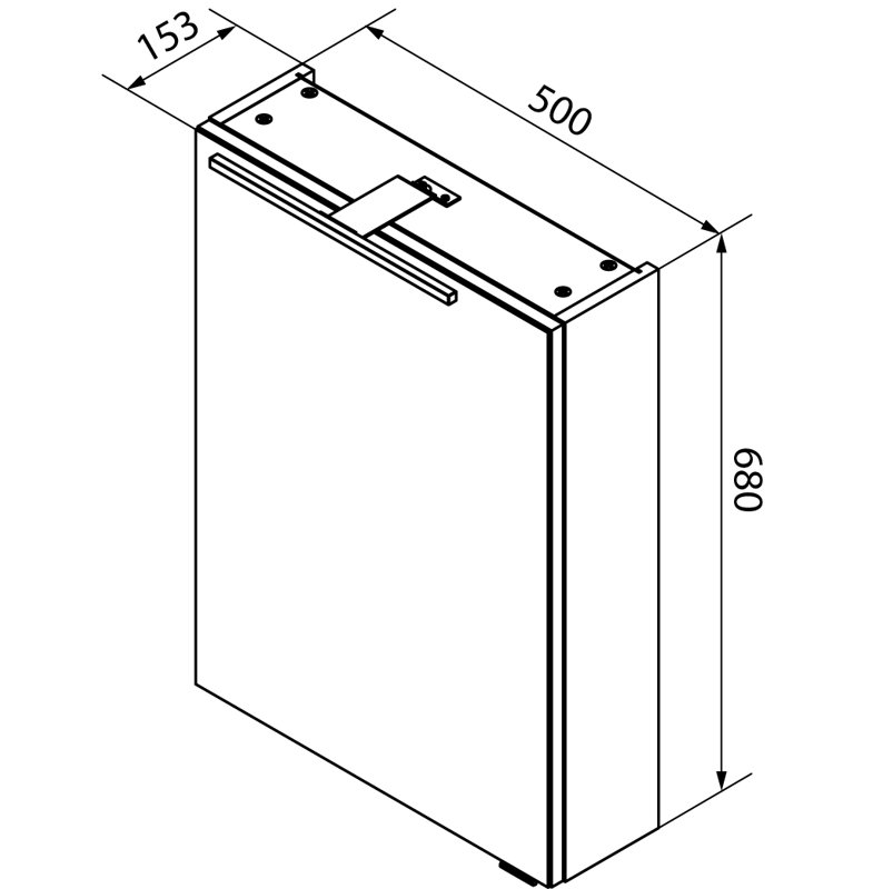 500mm W 680mm H Wall Cabinet Frameless Medicine Cabinet Mirror 2 Adjustable, Left stop, Black